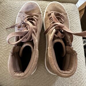 UGG Olli Women's Brown Camel Tan Suede Side Zip High Top Sneakers